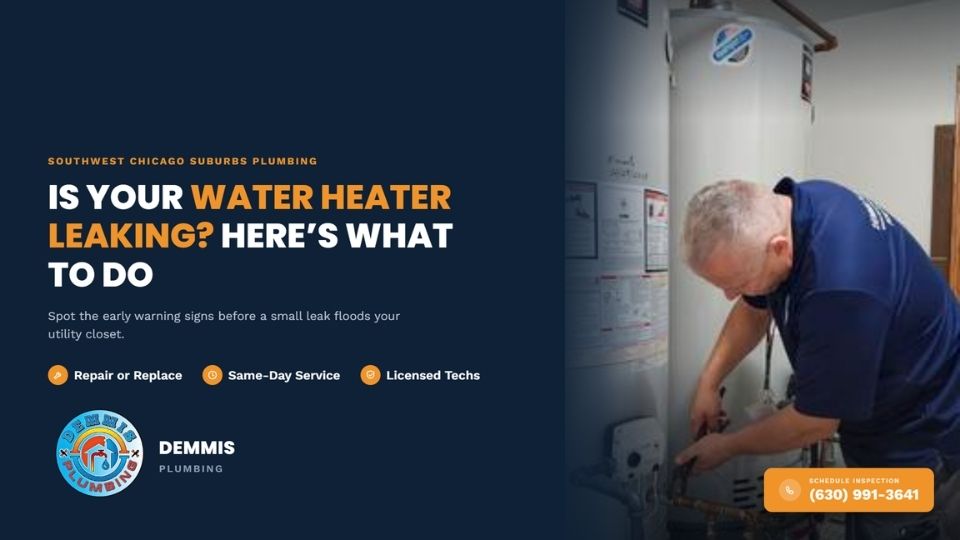 Plumber performing water heater repair near me on a leaking residential tank